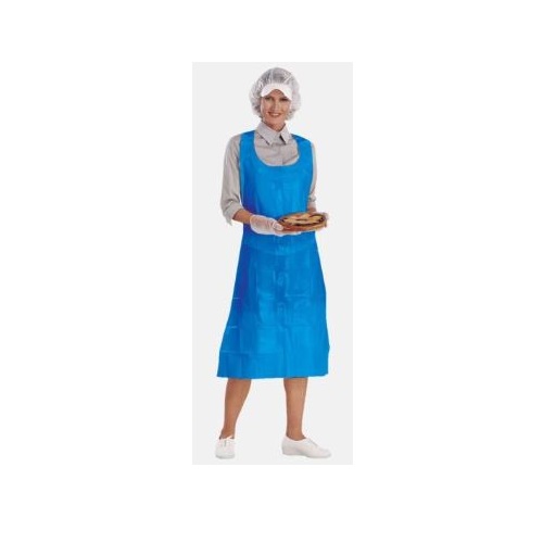 GREMBIULE MONOUSO POLIETILENE AZZURRO PZ.100 (10)